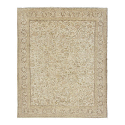 Vintage Turkish Oushak Floral Rug In Soft Ivory, Gold & Beige Hues - Rug & Kilim