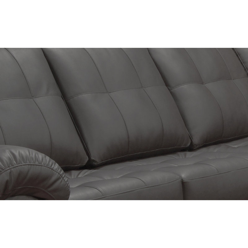 Yarber Upholstered L-Shaped Sectional Right Hand Facing, Dark Gray Genuine Leather