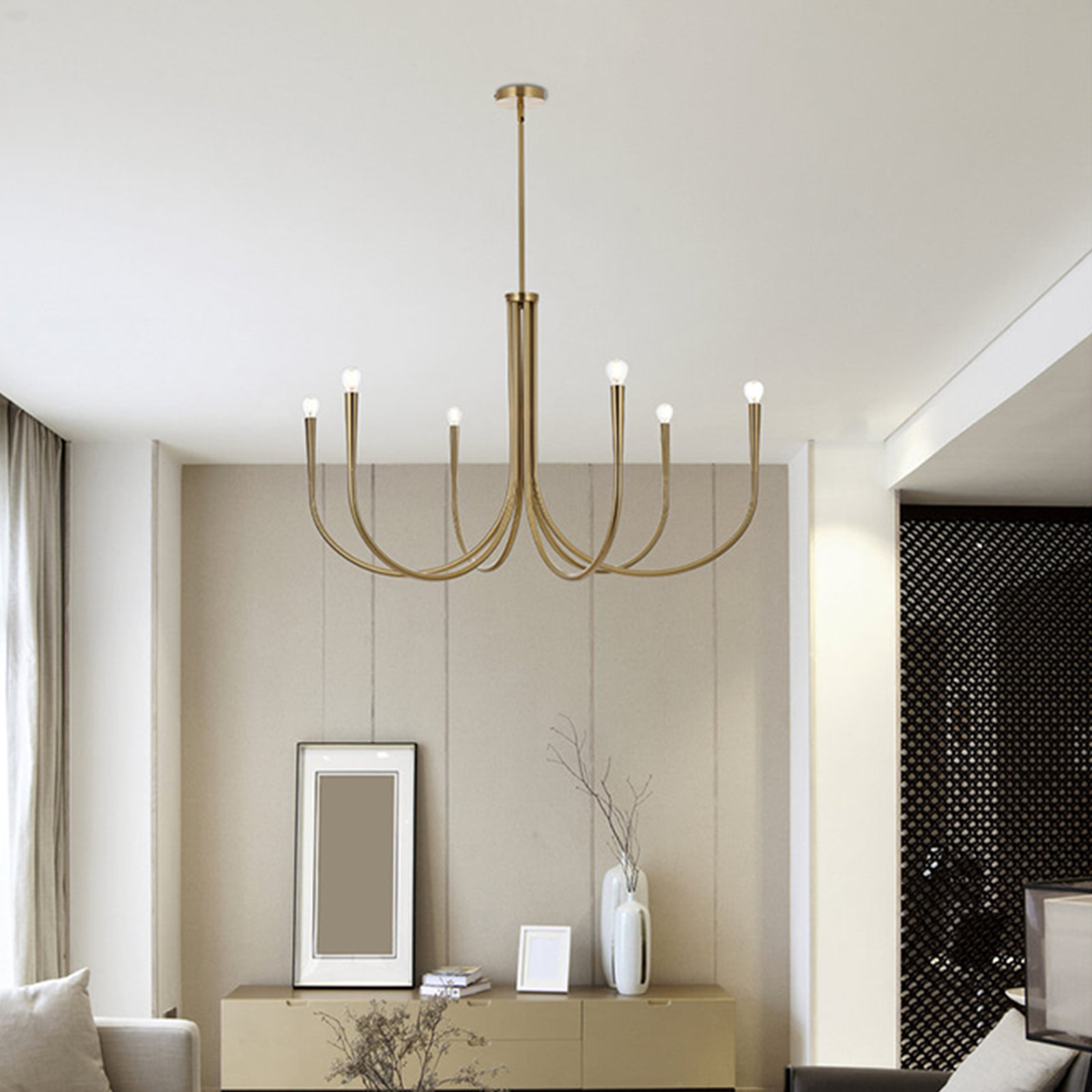 Catalena 6 - Light Dimmable Classic/Traditional Chandelier, 25.6" H x 42" W x 42" D, Brass