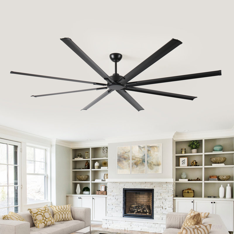 96 Inch Industrial DC Motor Ceiling Fan, Large Ceiling Fan with 8 Reversible Blades,  5-Speed Remote Control, Home or Commercial Ceiling Fans for Porch/Garage/Shop