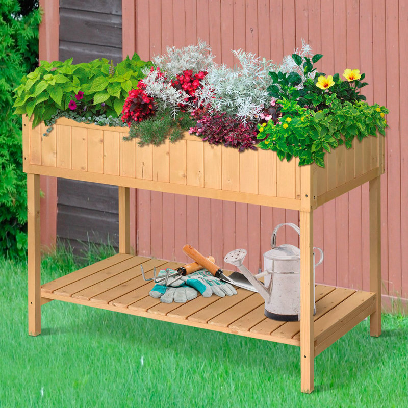 43.25" W X 18" D 30" H Raised Flower Planter With 8 Pockets - Make Your Garden Attractive Bed Bloom