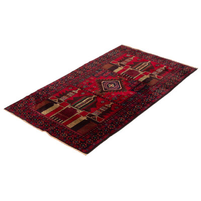 Kalayia One-of-a-Kind 3'6" X 6'1" 2000s Wool Area Rug in Dark Red