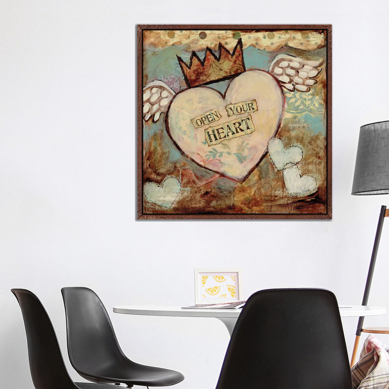 Open Your Heart by Teresa Kogut - Print on Canvas, Classic Brown Wood Floater Framed, 66.04cm H x 66.04cm W x 3.81cm D