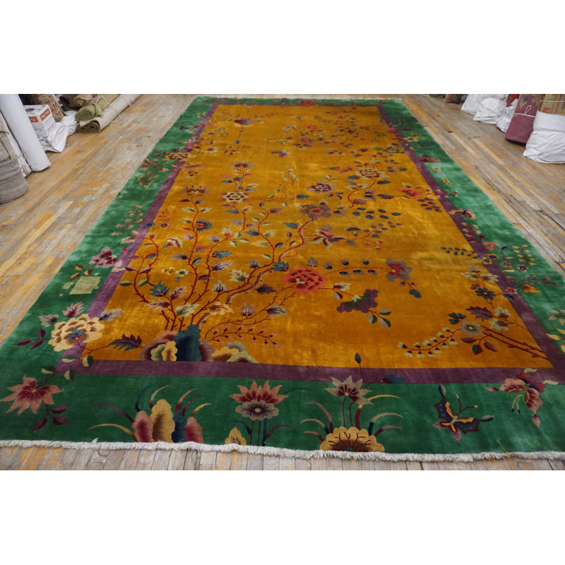 Tapis noué Art déco antique et grand chinois