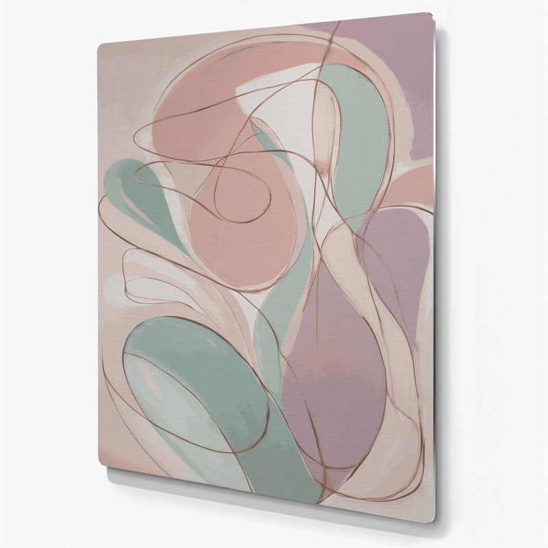 Abstrait art figuratif gris en métal 61, H 11 po x l 14 po