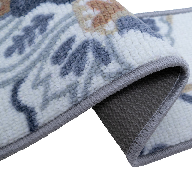 Tapis de marches d'escalier de taille personnalisée par pouces antidérapants lavables à la machine (ensemble de 13), White