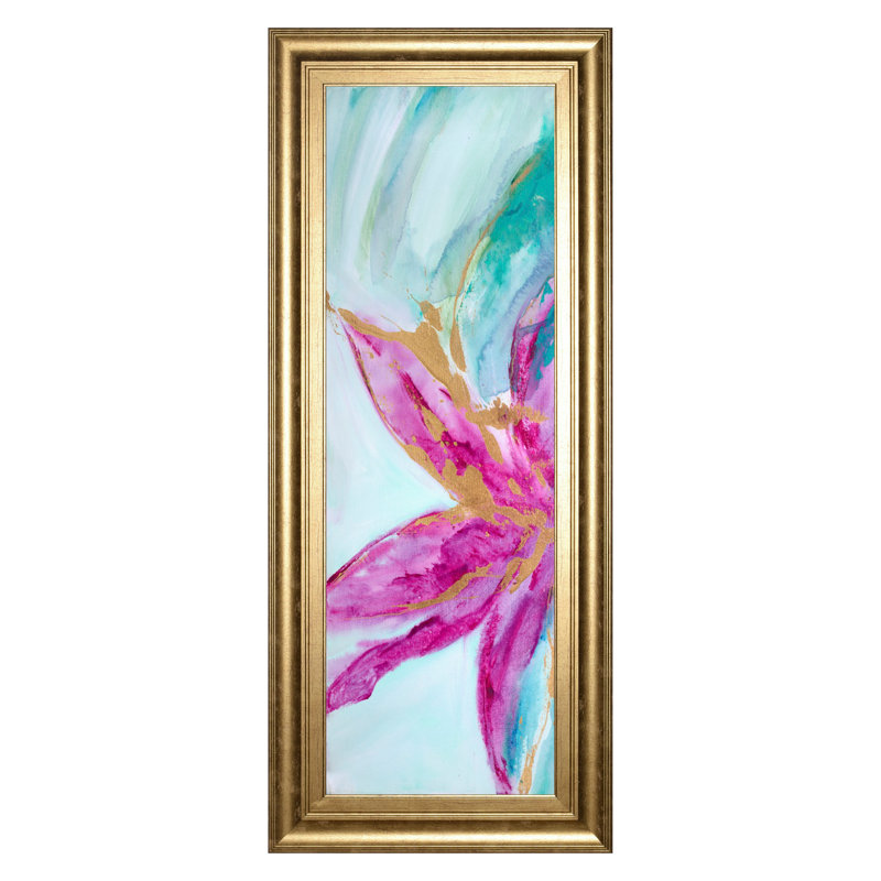 Art mural Magenta Bloom - 18 po x 42 po - Cadre doré
