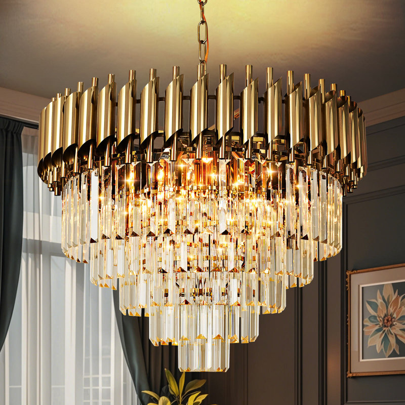 Lustre gradué à 8 lumières Prempal, Laiton