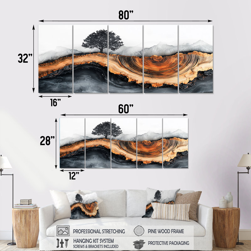 Automne cerisier en fleurs dans un bois II - Art mural fleur de cerisier - Art mural traditionnel pour le salon, 5
