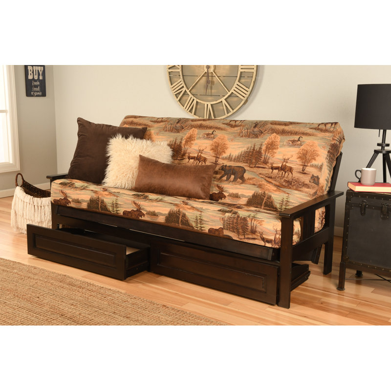 Ensemble de futon avec matelas et tiroir 79 po Stratford, Mélange de polyester canadien, Noyer cendré