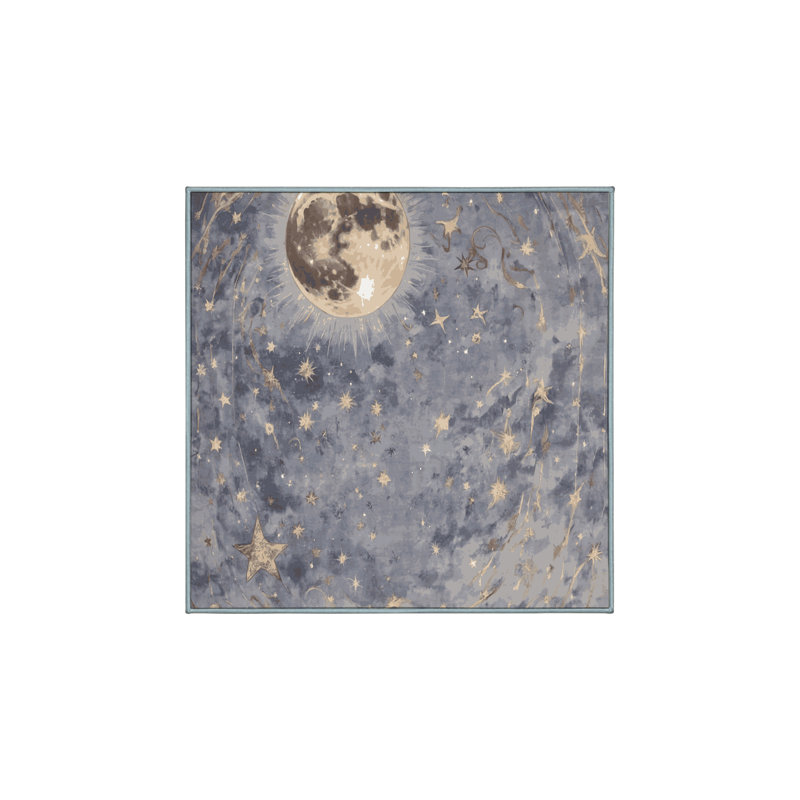 Machine Washable Blue Area Rug, Square 7'
