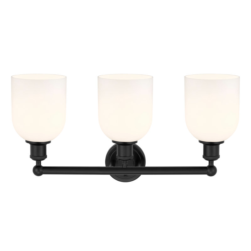 Abat-jour de salle de bain 3 lumières Edison Allysson, Blanc lustré, Noir mat