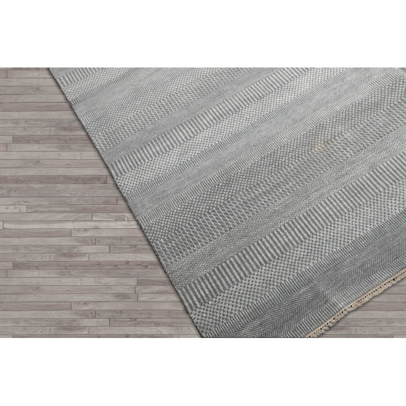 Tapis gris en laine noué à la main Furnas