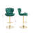 Set Of 2  Bar Stools,With Chrome Footrest And Base Swivel Height Adjustable Mechanical Lifting Velvet + Golden Leg Simple Bar Stool-Grey-115936987