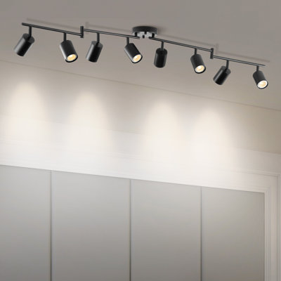 8-Light Track Light Fixture with Adjustable Heads & 8 Bulbs Included