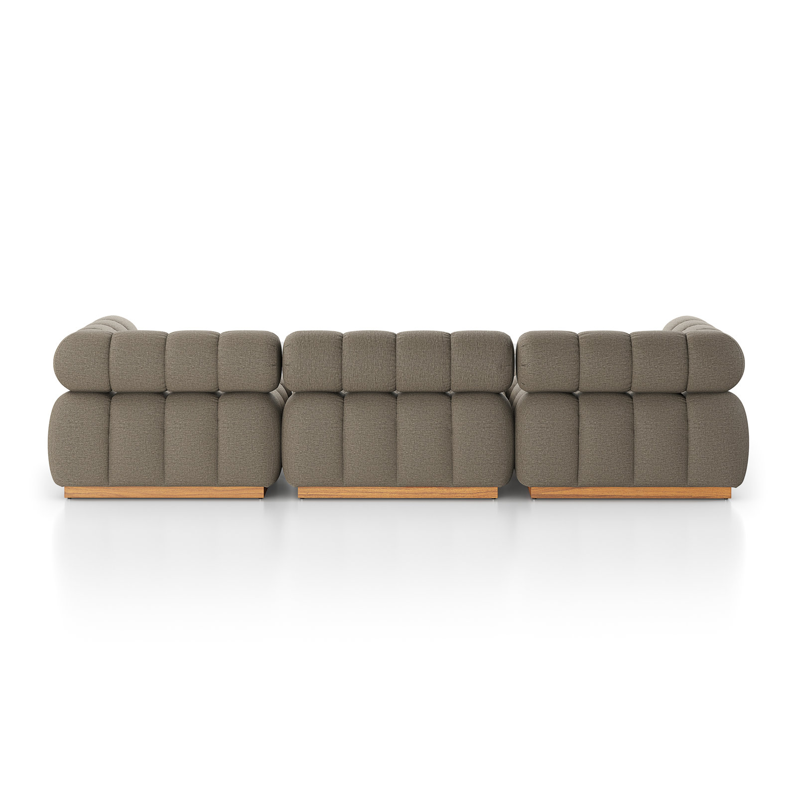 Martinique 73" Teak Patio Sectional, Alessi Fawn Cushion/Natural Teak Frame, Left Hand Facing