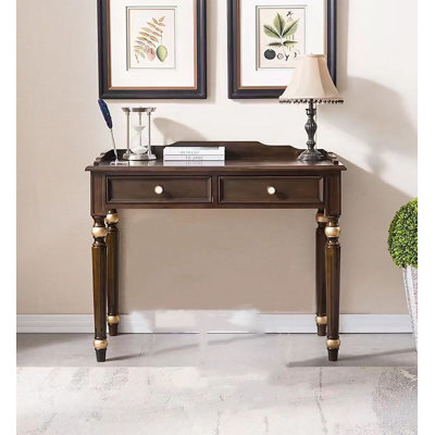 Bureau de style champêtre en bois massif avec 2 tiroirs