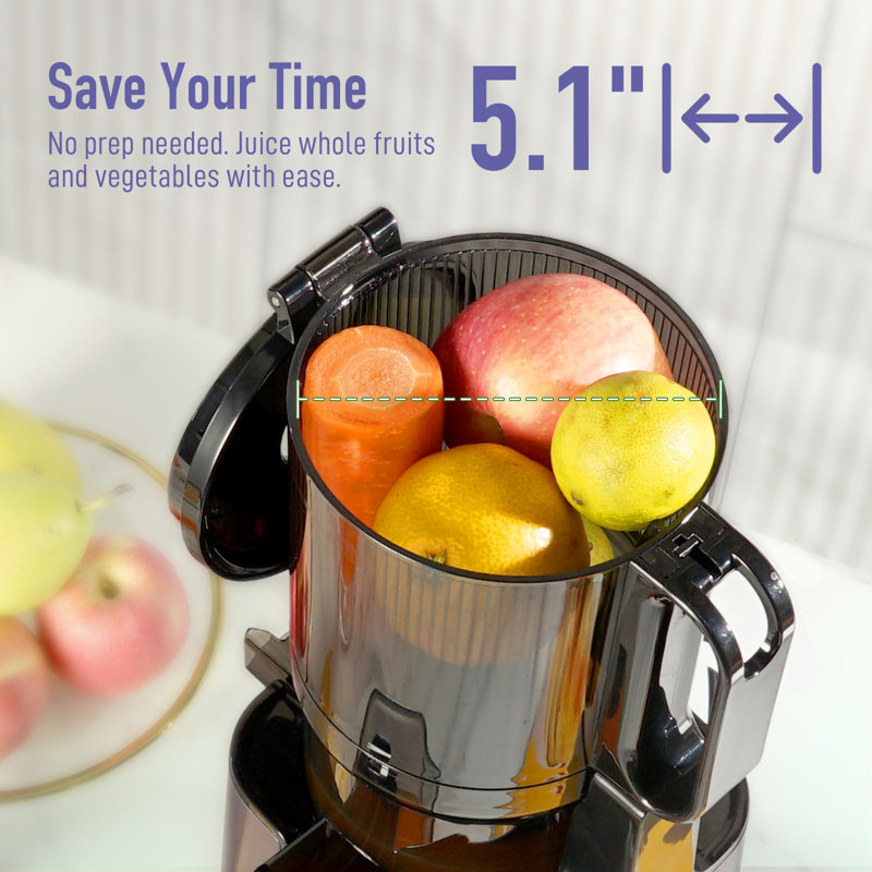 Ventray Easy Clean Cold Press Juicer, 5.1" Extra Large Feed Chute for Whole Fruits and Vegetables - Purple