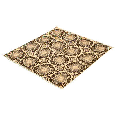 Tapis unique en laine noué à la main à motif de nouvel âge de 18 pi x 20 pi crème et brun pâle 18 pi x 5 pi 2 po