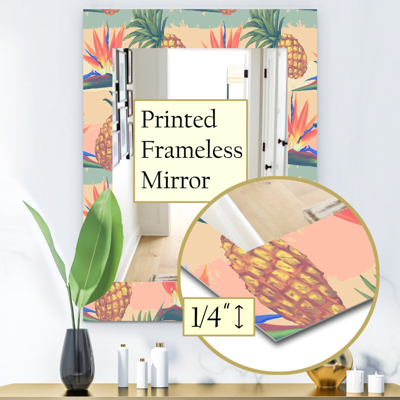 Miroir décoratif 4 bohémien et éclectique tropical ambiance, H 24 po x l 32 po