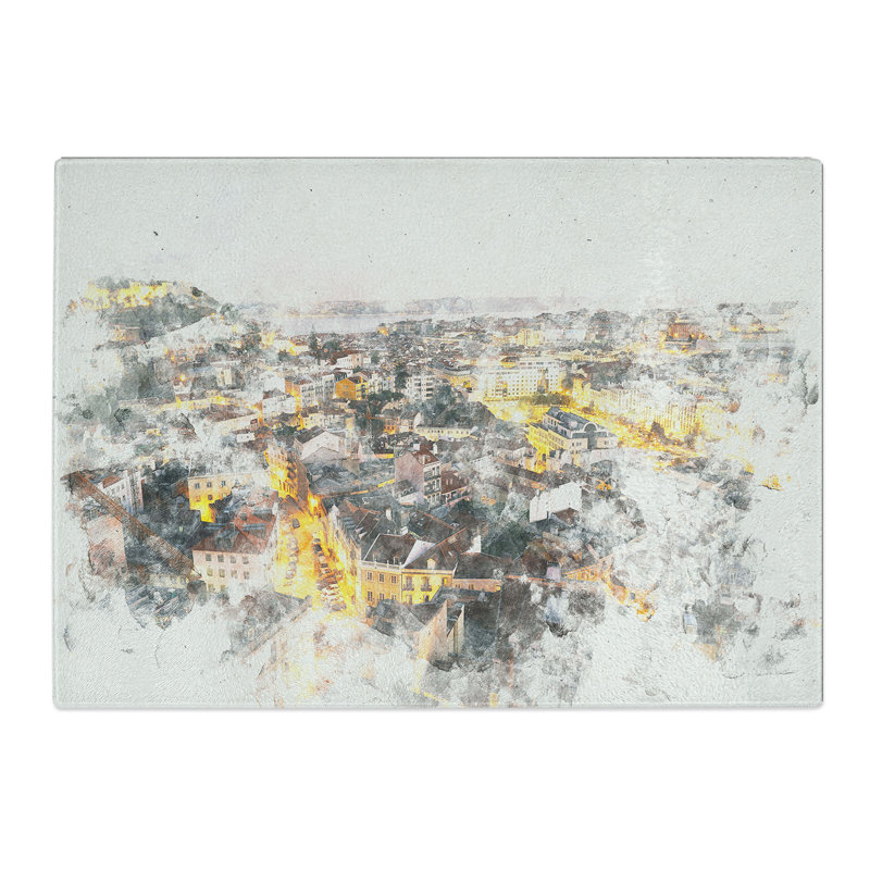 Tempered Glass Lisbon Portugal Chopping Board, 28.5 cm x 39 cm