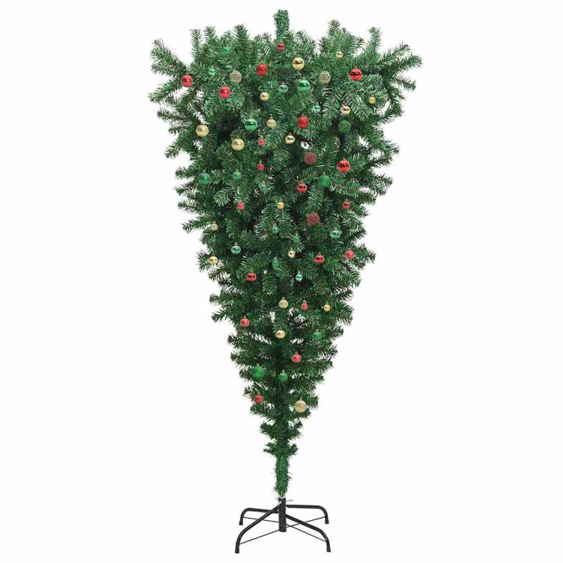vidaXL Upside-down Artificial Pre-lit Christmas Tree with Ball Set, 7.87 ft