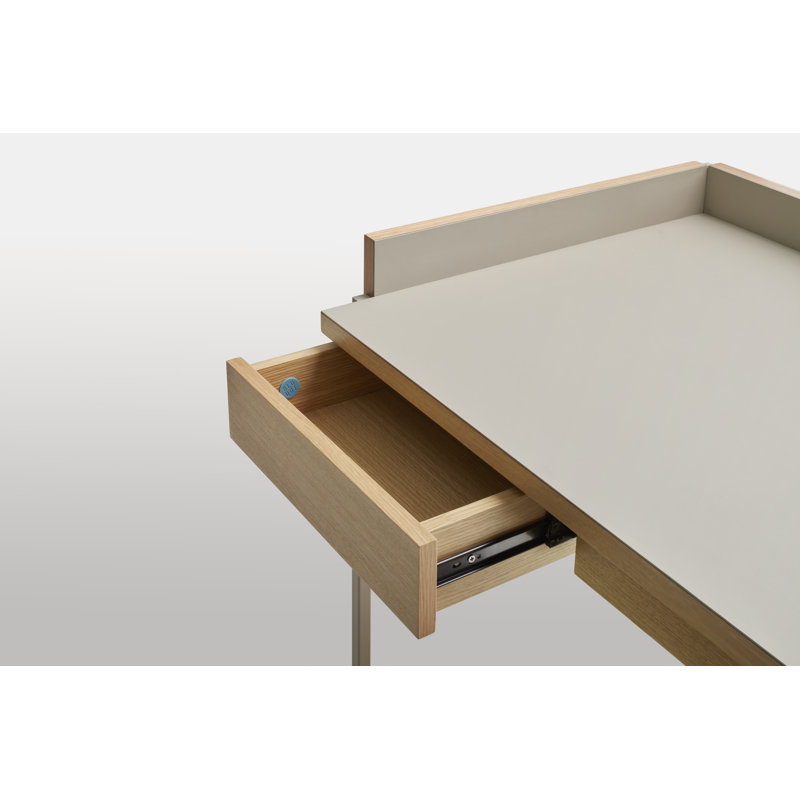 Tabloid Solid Wood Writing Desk, Putty/White Oak