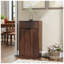 Armoire poubelle inclinable en noyer Woodgrain avec double rangement, poubelle de 10 gallons et tiroir