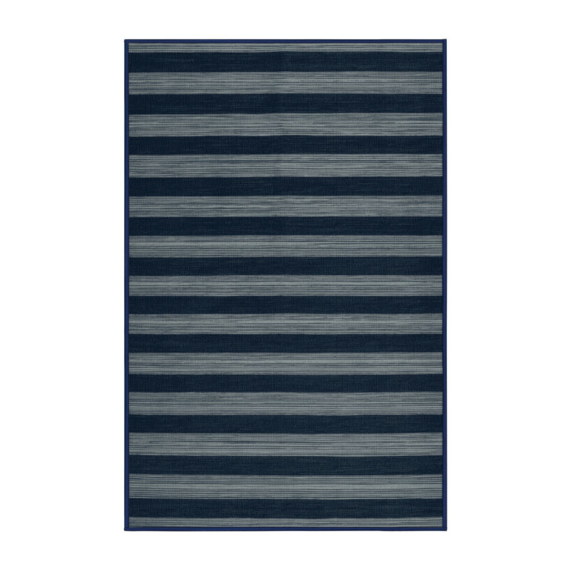 Machine Washable Horizontal Stripes Gray Area Rug, Runner 2' x 4'