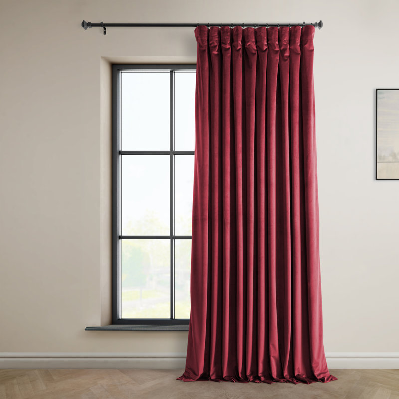Matra Room Darkening Rod Pocket Single Curtain Panel, Cinema Red, 100" W x 96" L