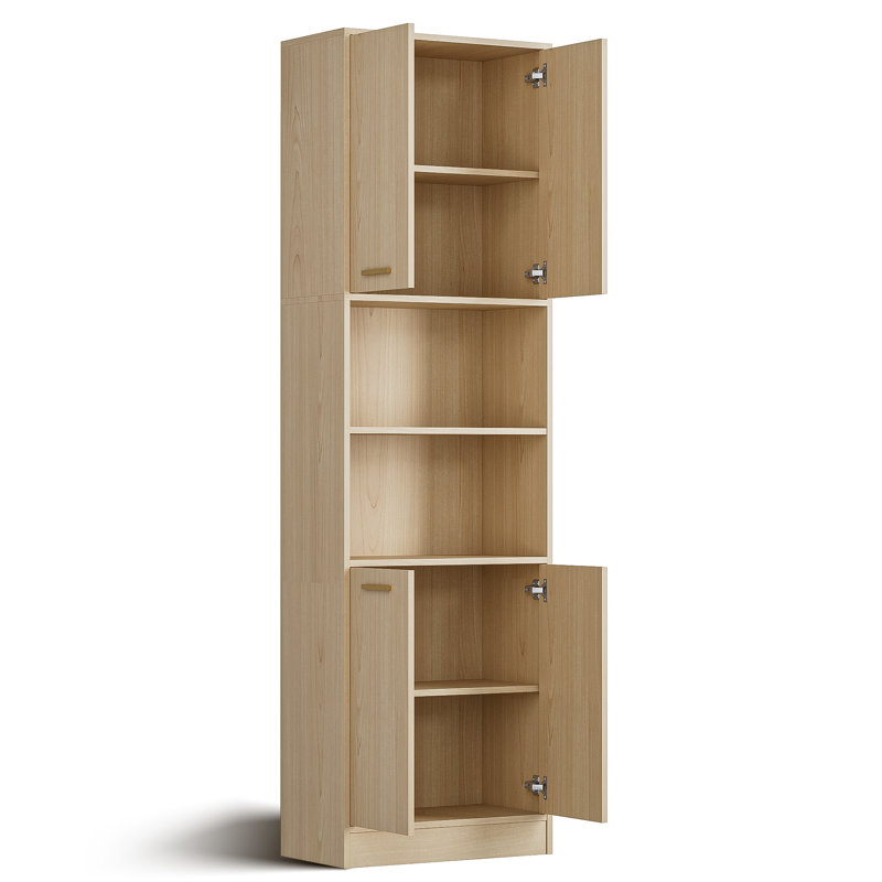 Schnur 75"H Kitchen Pantry Cabinet with Open Storage and Adjustable Shelves for Dining Room, Living Room, Laundry, Bathroom