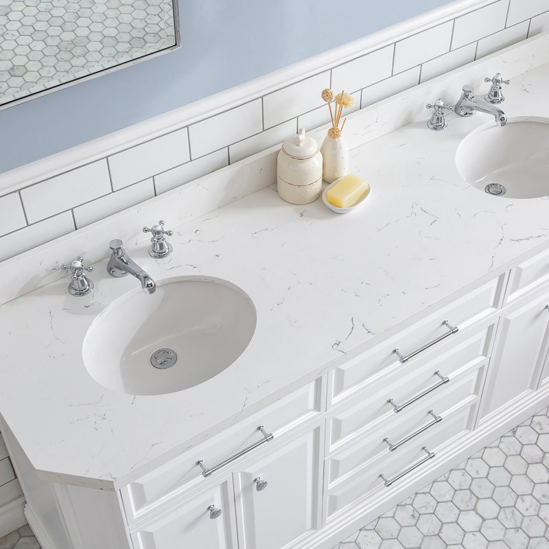 Palace 72'' W Double Vanity, Pure White, Polished Chrome