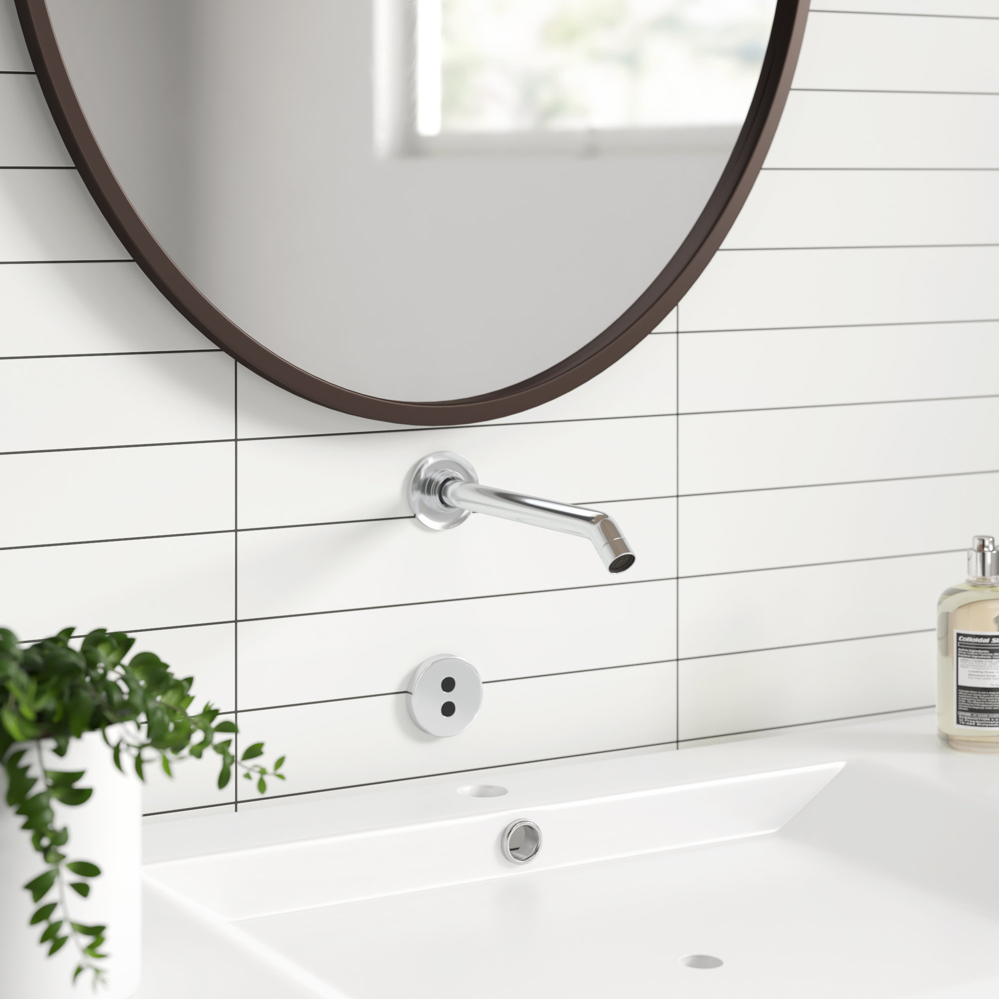 Purist Wall-Mount Commercial Bathroom Sink Faucet Trim with 8-1/4" 35-Degree Spout and Insight Technology, Polished Chrome