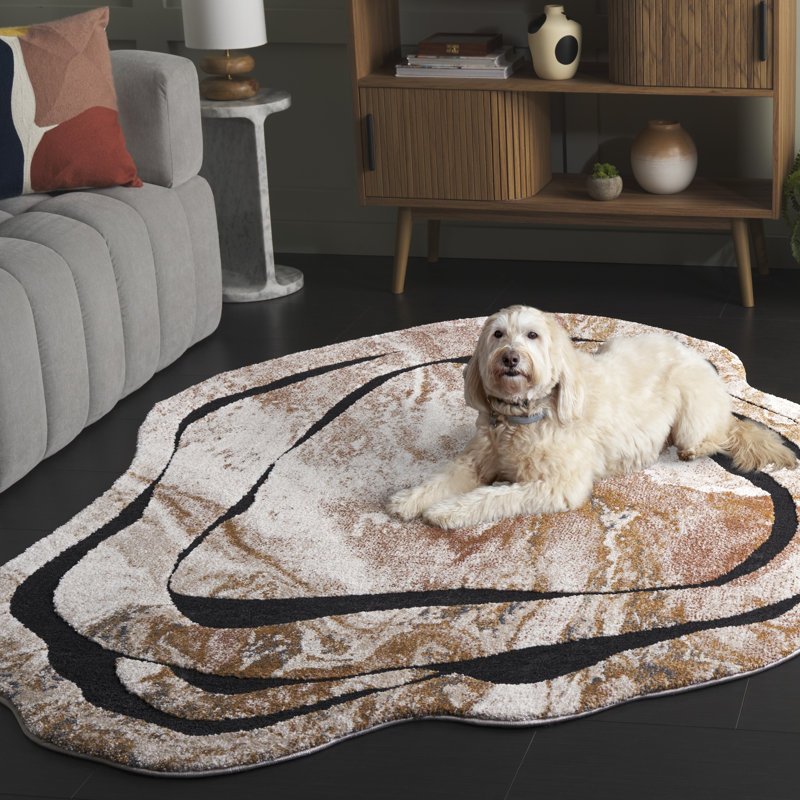 Tapis abstrait Contour 303 Performance, Nouveauté 5 pi 5 po x 7 pi 6 po