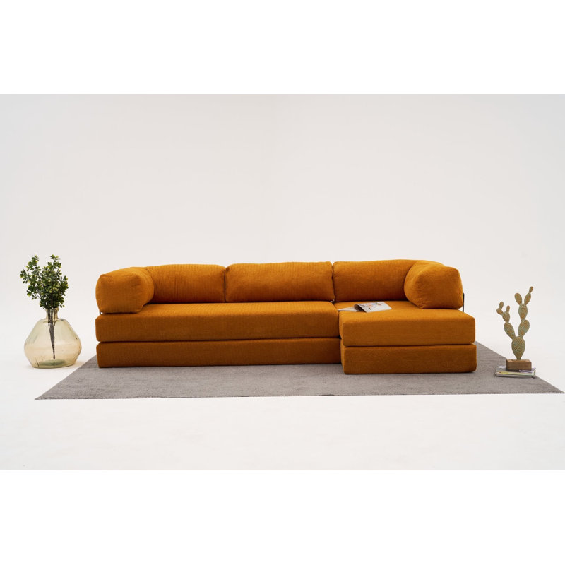 Canapé d'angle Chido, Chenille orange