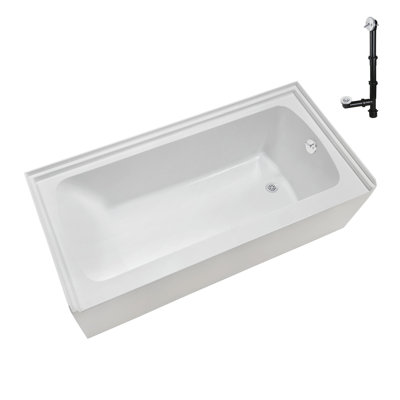 Streamline 60 in. x 30 in. Acrylic Right-Hand Drain Alcove Bathtub in Glossy White With External Drain