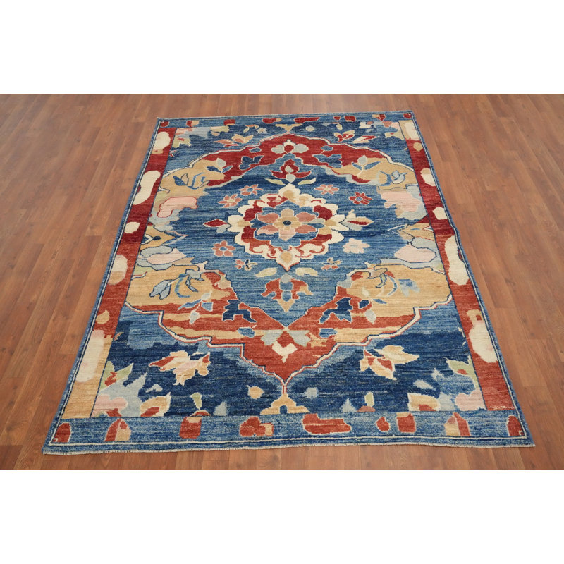Vegetable Dye Oushak Handmade Wool Rug 5x7