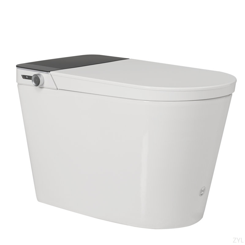 Tankless Smart Toilet With Bidet Built In, Auto Open & Close, Wider Bidet With Heated Seat, Warm Water And Dry, Foot Sensor, LED Display, Remote Control, White