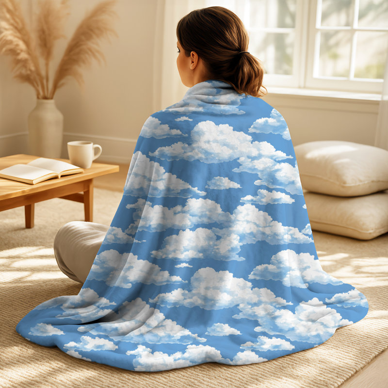 Cloud Toile I - couverture en molleton rustique blanc, jeté chaud Farmhouse
