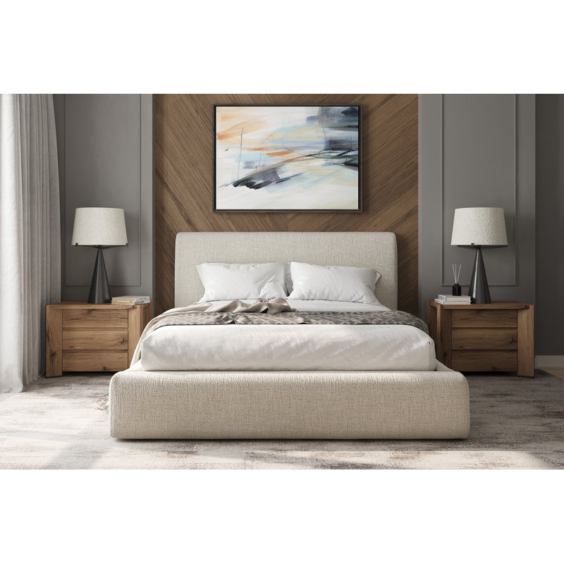 Lit plateforme tapissier avec rangement Modern, Très grand