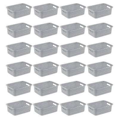 Petit panier de rangement en osier ouvert de 11 po Sterilite, gris, paquet de 24