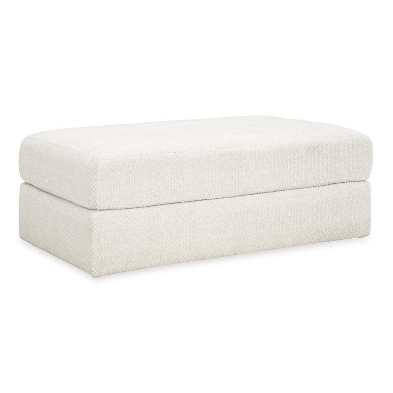Aquitaine Upholstered Ottoman, White Polyester