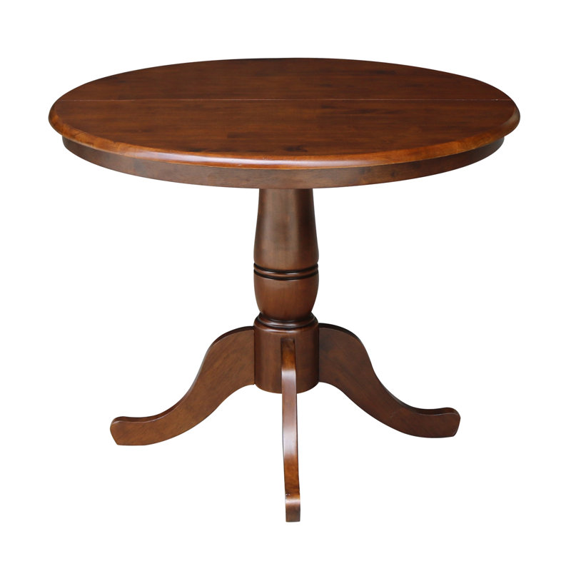 Ingbert Extendable Solid Wood Pedestal Dining Table, Espresso