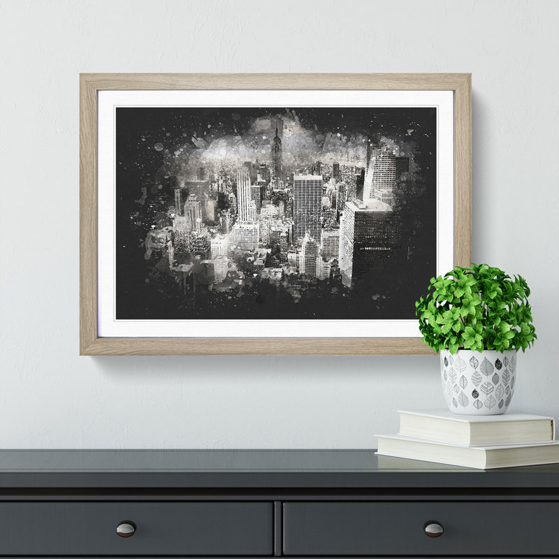 A New York Skyline - Picture Frame Graphic Art Print, Oak Framed, 24cm H x 33cm W x 2cm D