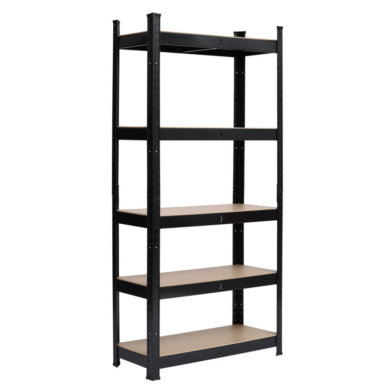 Keokuk Metal Height -Adjustable Shelving Unit, 180cm H x 90cm W x 40cm D, Black
