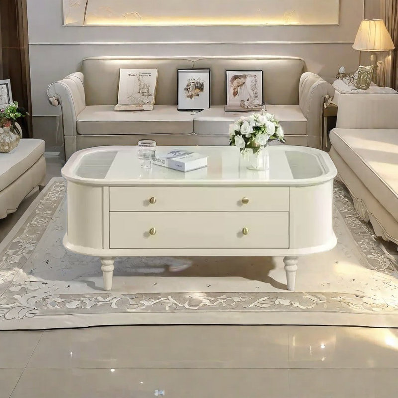 Table basse blanc crème, H 18,89 po x L 43,3 po x l 25,98 po