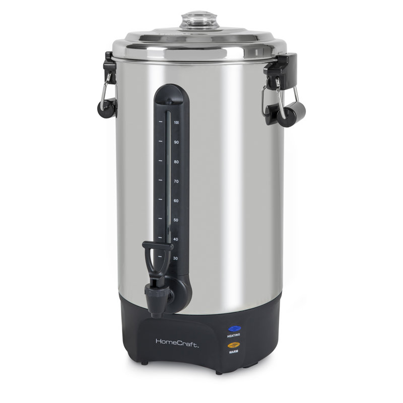 Urne à café à double robinet automatique en acier inoxydable de 1500 watts à infusion rapide de 150 watts HomeCraft, parfaite pour espresso, eau chaude, thé et chocolat chaud