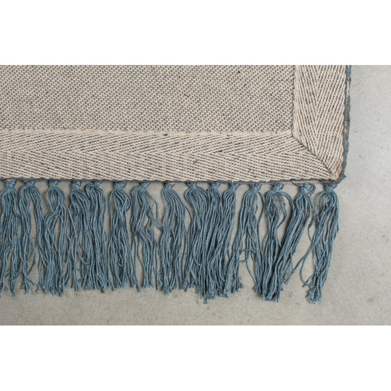Tapis bleu tissé à la main Blink, Rectangle 5 pi 7 po x 7 pi 10 po