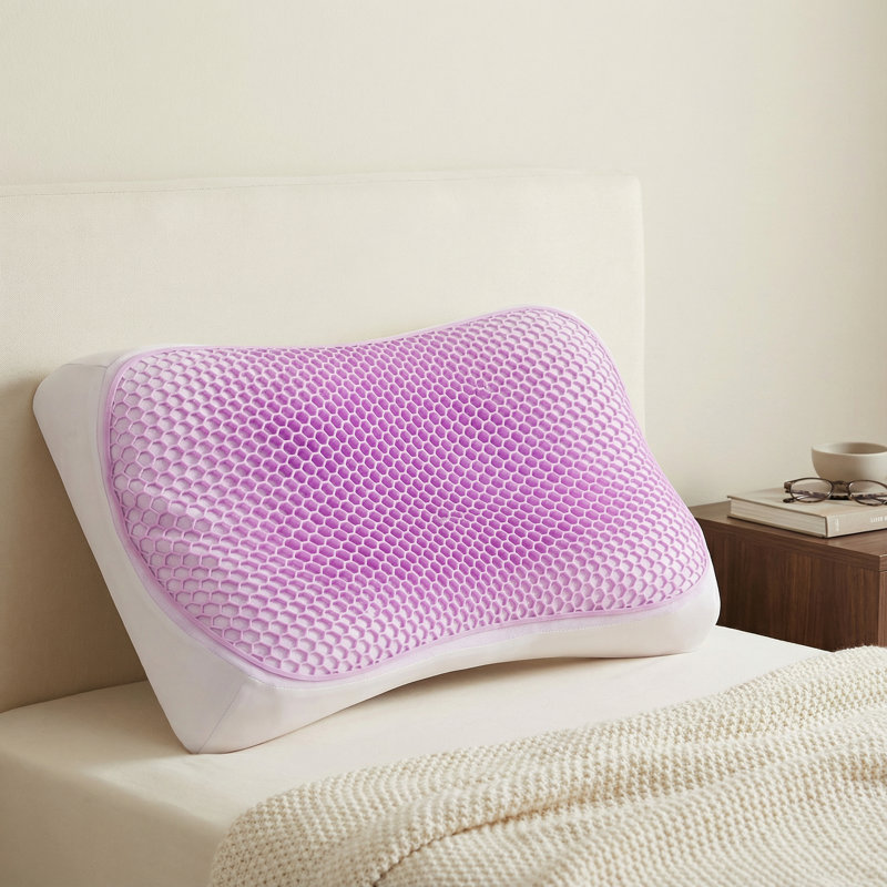 AlignCool Contour Memory Foam Pillow — Ergonomic Neck Curve + Cooling Grid Surface