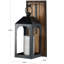 Applique murale arquée en métal noir mat avec support en bois perlé-691078600